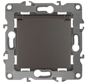 ERA Б0019328 12-2103-13 Эл/ус ЭРА Розетка 2P+E Schuko со шторками с крышкой, 16A-250В, IP20, Эра12, бронза