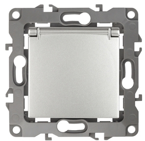 ERA Б0014695 12-2103-03 Эл/ус ЭРА Розетка 2P+E Schuko со шторками с крышкой, 16A-250В, IP20, Эра12, алюминий