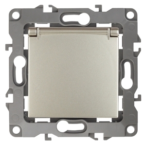 ERA Б0014696 12-2103-04 Эл/ус ЭРА Розетка 2P+E Schuko со шторками с крышкой, 16A-250В, IP20, Эра12, шампань