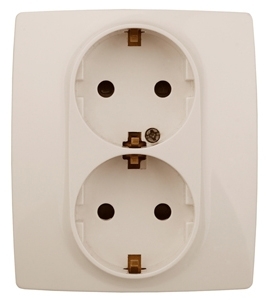 ERA Б0014700 12-2104-02 Эл/ус ЭРА Розетка 2X2P+E Schuko со шторками, 16A-250В, IP20, Эра12, слоновая кость
