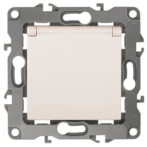 ERA Б0014694 12-2103-02 Эл/ус ЭРА Розетка 2P+E Schuko со шторками с крышкой, 16A-250В, IP20, Эра12, слоновая кость