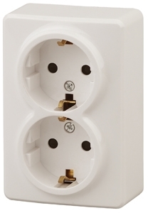 ERA Б0020695 11-2206-02 Эл/ус ЭРА Розетка 2х2P+E Schuko со шторками, 16A-250В, IP20, ОУ, Эра Эксперт, сл.кость
