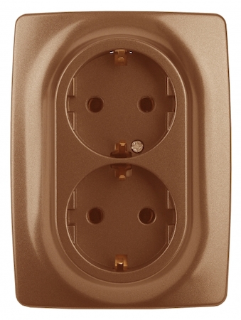 ERA Б0031236 12-2106-14 Эл/ус ЭРА Розетка 2X2P+E Schuko, 16A-250В, IP20, Эра12, медь