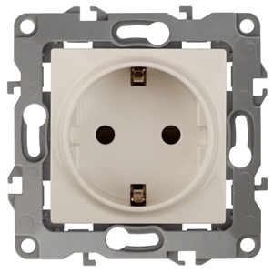 ERA Б0014682 12-2001-02 Эл/ус ЭРА Розетка 2P+E Schuko, 16A-250В, IP20, без м.лапок, Эра12, слоновая кость