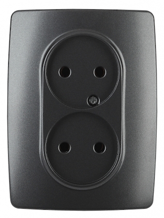 ERA Б0031242 12-2107-05 Эл/ус ЭРА Розетка 2X2P, 16A-250В, IP20, Эра12, антрацит