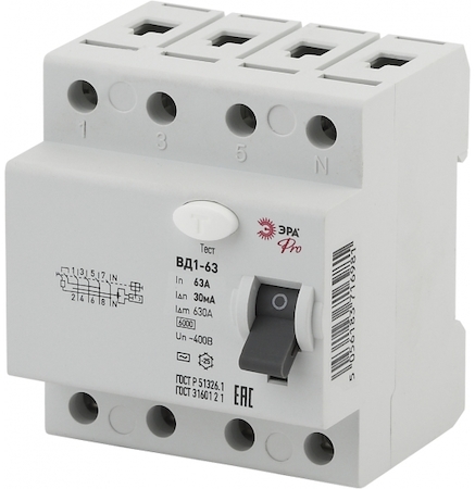 ERA Б0031951 NO-902-130 УЗО Электронные ЭРА NO-902-130 ВД63 4Р 16А 30мА
