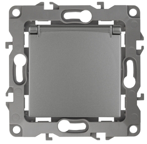 ERA Б0019327 12-2103-12 Эл/ус ЭРА Розетка 2P+E Schuko со шторками с крышкой, 16A-250В, IP20, Эра12, графит