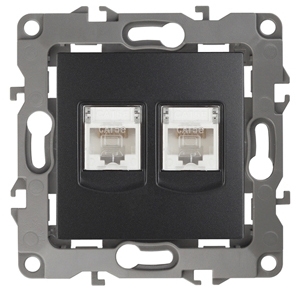 ERA Б0014733 12-3108-05 Эл/ус ЭРА Розетка информационная двойная 2XRJ45, IP20, Эра12, антрацит