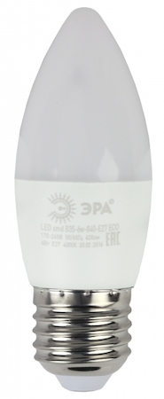 ERA Б0020621 ECO LED B35-6W-840-E27 Лампа ЭРА LED smd B35-6w-840-E27_eco