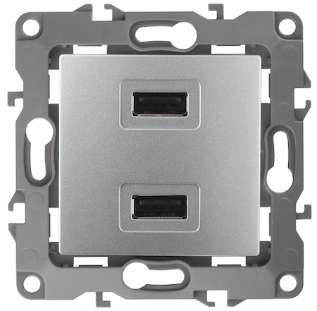 ERA Б0027493 12-4110-03 Эл/ус ЭРА Устройство зарядное USB, 230В/5В-2100мА, IP20, Эра12, алюминий