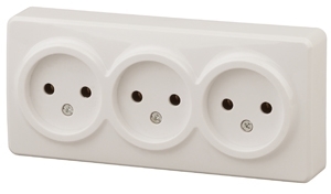 ERA Б0020698 11-2207-02 Эл/ус ЭРА Розетка 3х2P, 16A-250В, IP20, ОУ, Эра Эксперт, сл.кость