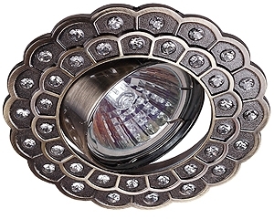ERA Б0003796 KL36А GAB Светильник ЭРА литой пов. cо стразами MR16,12V/220V, 50W  бронза