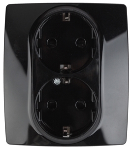 ERA Б0014704 12-2104-06 Эл/ус ЭРА Розетка 2X2P+E Schuko со шторками, 16A-250В, IP20, Эра12, чёрный