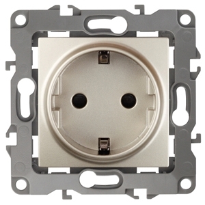 ERA Б0014690 12-2102-04 Эл/ус ЭРА Розетка 2P+E Schuko со шторками, 16A-250В, IP20, Эра12, шампань