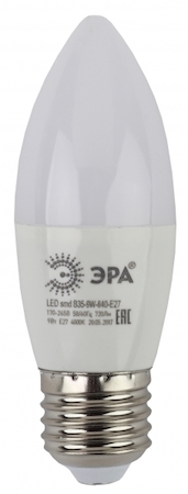 ERA Б0027972 LED B35-9W-840-E27 Лампа ЭРА LED smd B35-9w-840-E27