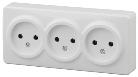 ERA Б0020697 11-2207-01 Эл/ус ЭРА Розетка 3х2P, 16A-250В, IP20, ОУ, Эра Эксперт, белый