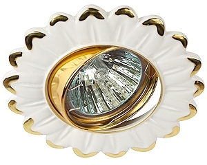ERA Б0008415 KL27 А WH/GD Светильник ЭРА литой пов.  MR16,12V/220V, 50W  белый/золото (5/100/1000)