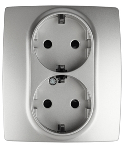 ERA Б0014701 12-2104-03 Эл/ус ЭРА Розетка 2X2P+E Schuko со шторками, 16A-250В, IP20, Эра12, алюминий