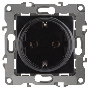 ERA Б0014692 12-2102-06 Эл/ус ЭРА Розетка 2P+E Schuko со шторками, 16A-250В, IP20, Эра12, чёрный