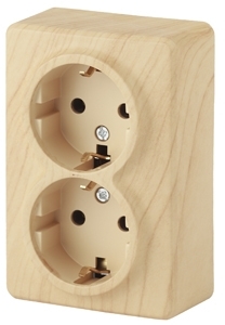 ERA Б0020693 11-2205-11 Эл/ус ЭРА Розетка 2х2P+E Schuko, 16A-250В, IP20, ОУ, Эра Эксперт, сосна