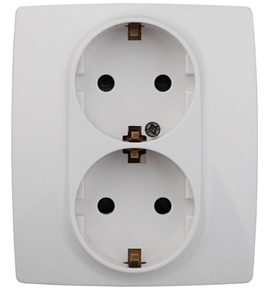 ERA Б0014699 12-2104-01 Эл/ус ЭРА Розетка 2X2P+E Schuko со шторками, 16A-250В, IP20, Эра12, белый