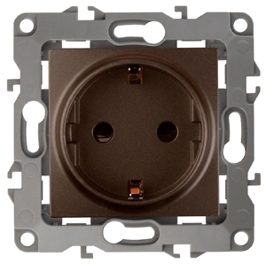 ERA Б0019324 12-2102-13 Эл/ус ЭРА Розетка 2P+E Schuko со шторками, 16A-250В, IP20, Эра12, бронза
