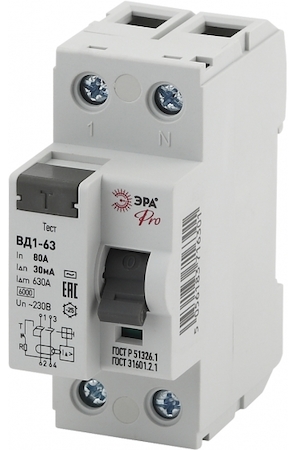 ERA Б0031895 NO-902-56  УЗО Электромеха ЭРА Pro NO-902-56 УЗО ВД1-63 1P+N 25А 100мА