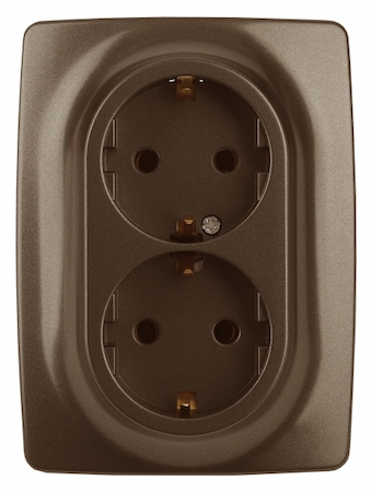 ERA Б0031235 12-2106-13 Эл/ус ЭРА Розетка 2X2P+E Schuko, 16A-250В, IP20, Эра12, бронза