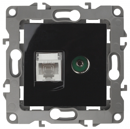 ERA Б0027446 12-3110-06 Эл/ус ЭРА Розетка комбинированная RJ45+TV, IP20, Эра12, чёрный