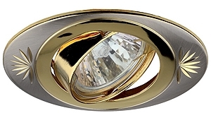 ERA C0043669 KL4A SN/G Светильник ЭРА литой овал пов. с гравировкой MR16,12V/220V, 50W сатин никель/золото
