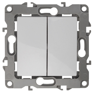 ERA Б0014663 12-1106-01 Эл/ус ЭРА Переключатель двойной, 10АХ-250В, IP20, Эра12, белый