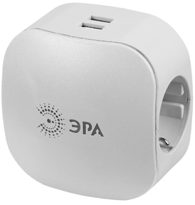 Фото Эра Б0015243 Разветвитель 3-м SP-3e-USB-2A 220В + 2USB 2000мА с заземл. защ. шторки (6/36/864) бел.