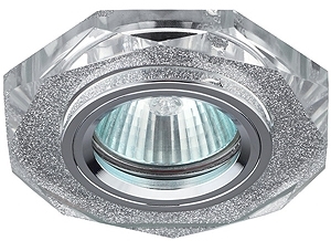 ERA C0043731 DK5 SH SL Светильник ЭРА декор стекло многогранник MR16,12V/220V, 50W, GU5,3 серебряный блеск серебр