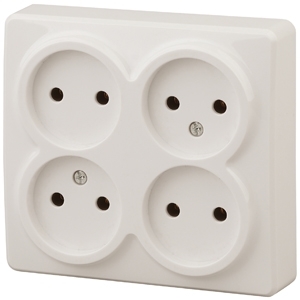 ERA Б0020707 11-2210-02 Эл/ус ЭРА Розетка 4х2P, 16A-250В, IP20, ОУ, Эра Эксперт, сл.кость
