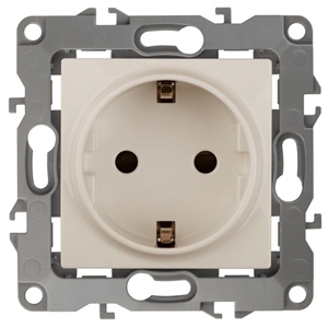 ERA Б0014688 12-2102-02 Эл/ус ЭРА Розетка 2P+E Schuko со шторками, 16A-250В, IP20, Эра12, слоновая кость