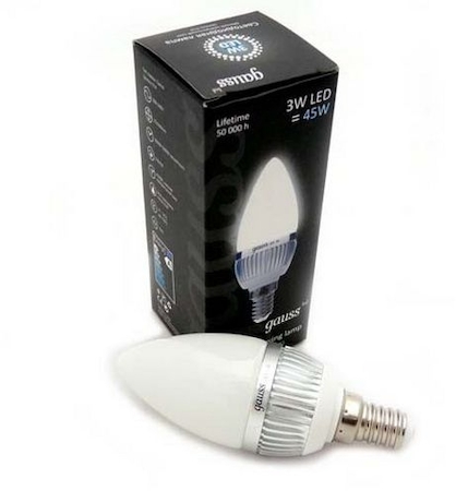 EB103301103 Лампа Gauss LED Ceramic Candle 3W E14 2700K 1/10/100