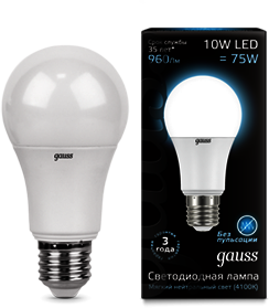 LD102502210 Лампа Gauss LED A60 globe 10W E27 4100K 1/10/40