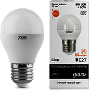 53216 Лампа Gauss LED Elementary Globe 6W E27 3000K 1/10/100
