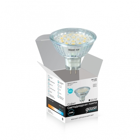 EB12523 Лампа Gauss LED Elementary MR16 3W GU5.3 4100К 1/10/100