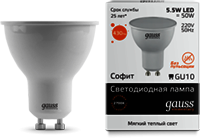 13616 Лампа Gauss LED Elementary MR16 GU10 5.5W 2700К 1/10/100