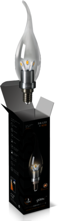 HA104201103 Лампа Gauss LED Candle Tailed Crystal clear  3W E14 2700K 1/10/100