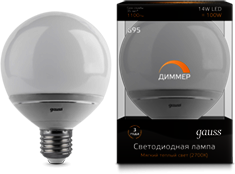 EB136102114-D Лампа Gauss LED G95-dim 14W E27 2700K диммируемая 1/10/40