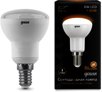 106001106 Лампа Gauss LED Reflector R50 E14 6W 2700K 1/10/50