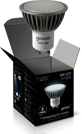 EB101506204 Лампа Gauss LED GU10 4W SMD AC220-240V 4100K FROST