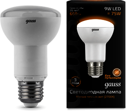 106002109 Лампа Gauss LED Reflector R63 E27 9W 2700K 1/10/50