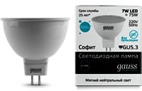 13527 Лампа Gauss LED Elementary MR16 GU5.3 7W 4100K 1/10/100