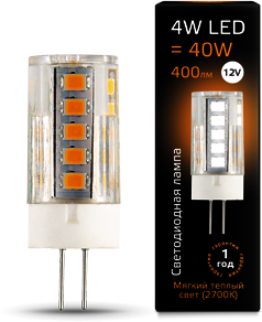 207307104 Лампа Gauss LED G4 12V 4W 2700K керамика 1/10/200