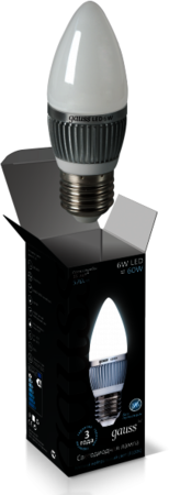 EB103102206 Лампа Gauss LED Candle 6W E27 4100K 1/10/100