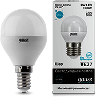 53126 Лампа Gauss LED Elementary Globe 6W E14 4100K 1/10/50