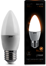 EB103102104 Лампа Gauss LED Candle 4W E27 2700K 1/10/50